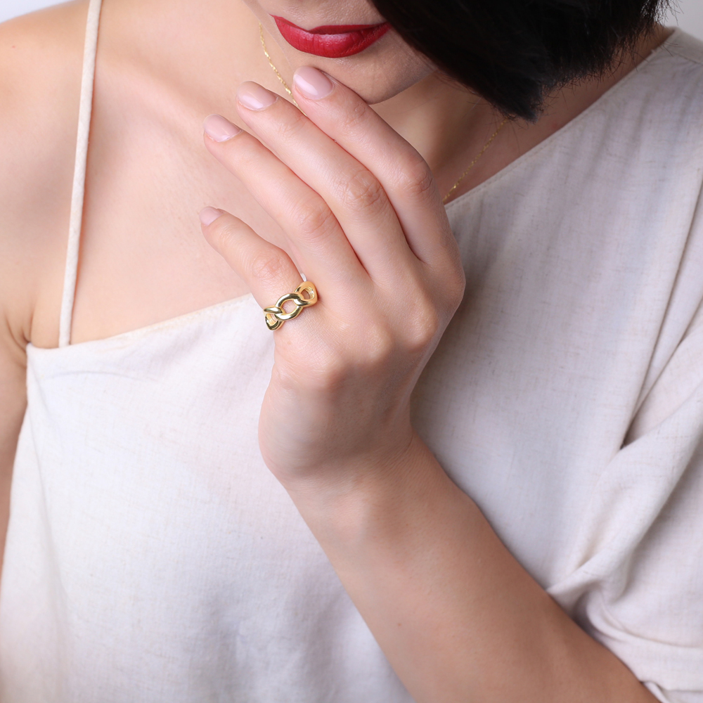Trendy Chain Design Adjustable Ring Turkish Wholesale 925 Sterling Silver Jewelry