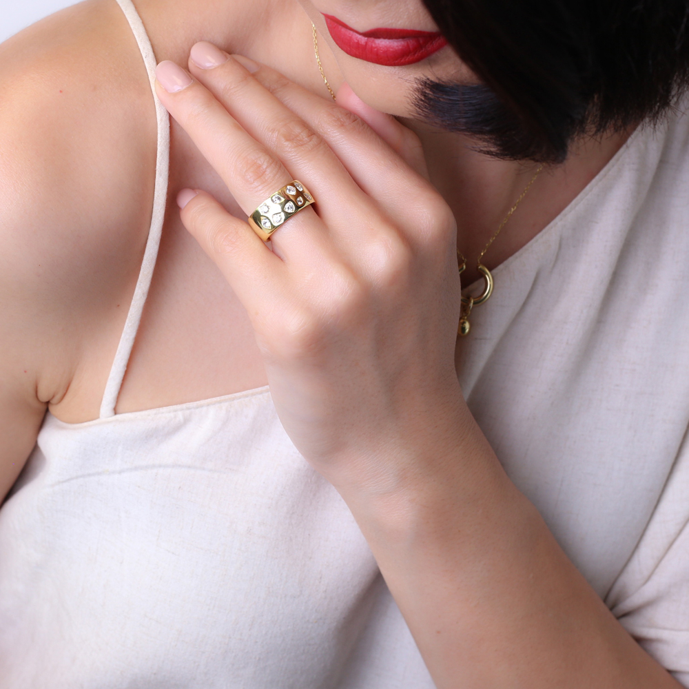 Unique Design Zircon Stone Band Ring Wholesale Handcrafted Turkish 925 Sterling Silver Jewelry