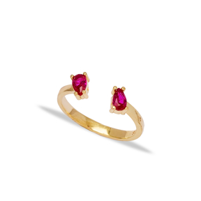 Double Drop Design Ruby Stone Adjustable Ring Wholesale 925 Silver Sterling Jewelry