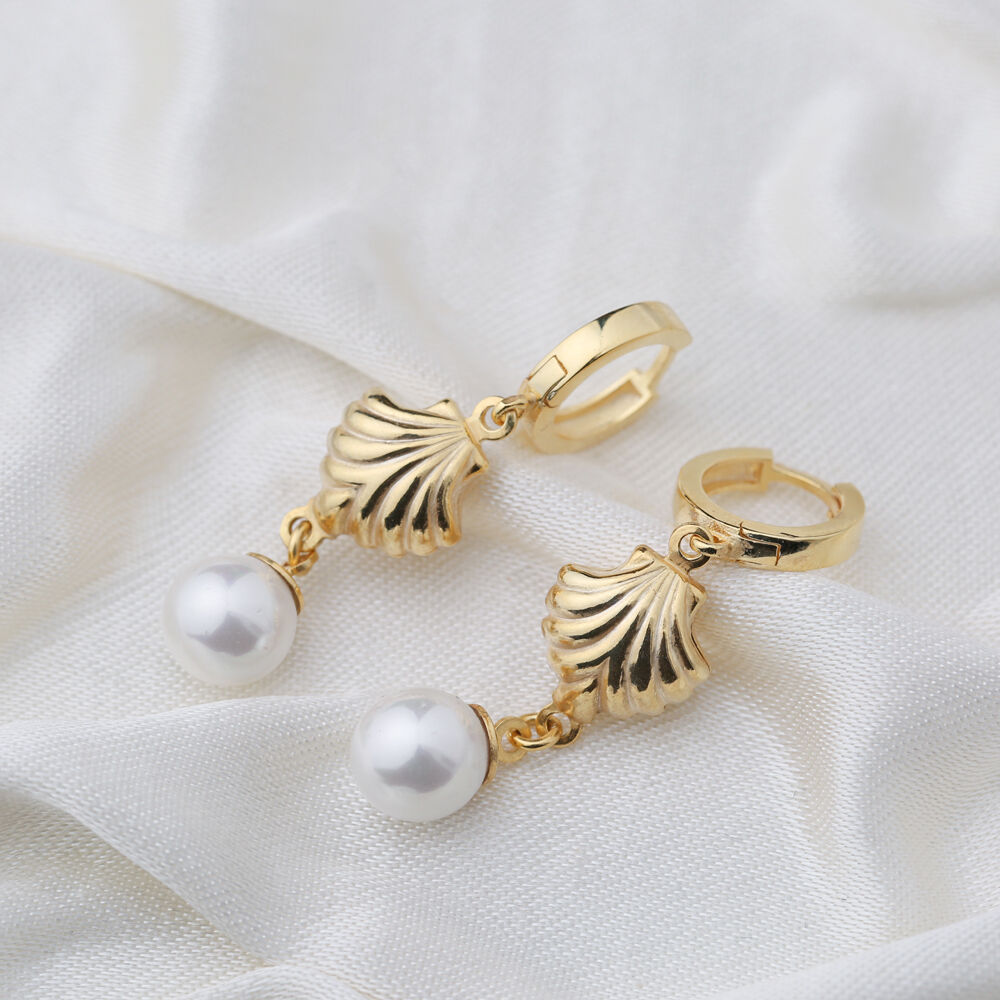 Pearl Seashell Style Dangle Earrings Wholesale 925 Silver Sterling Jewelry