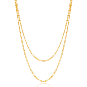 Casual Style Double Chain Layered Gourmet Chain Turkish Wholesale 925 Sterling Silver Necklace Jewelry