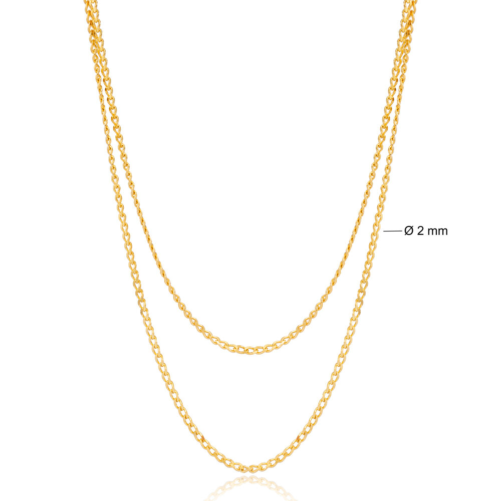 Casual Style Double Chain Layered Gourmet Chain Turkish Wholesale 925 Sterling Silver Necklace Jewelry