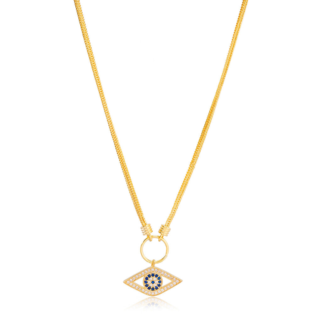 Best Selling Eye Design Pendant Necklace Turkish 925 Sterling Silver Jewelry