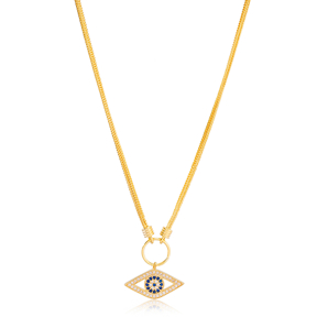 Best Selling Eye Design Pendant Necklace Turkish 925 Sterling Silver Jewelry