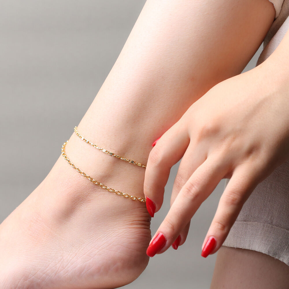 Double Chain Design Layered Chain Anklet Wholesale Handmade 925 Sterling Silver Jewelry