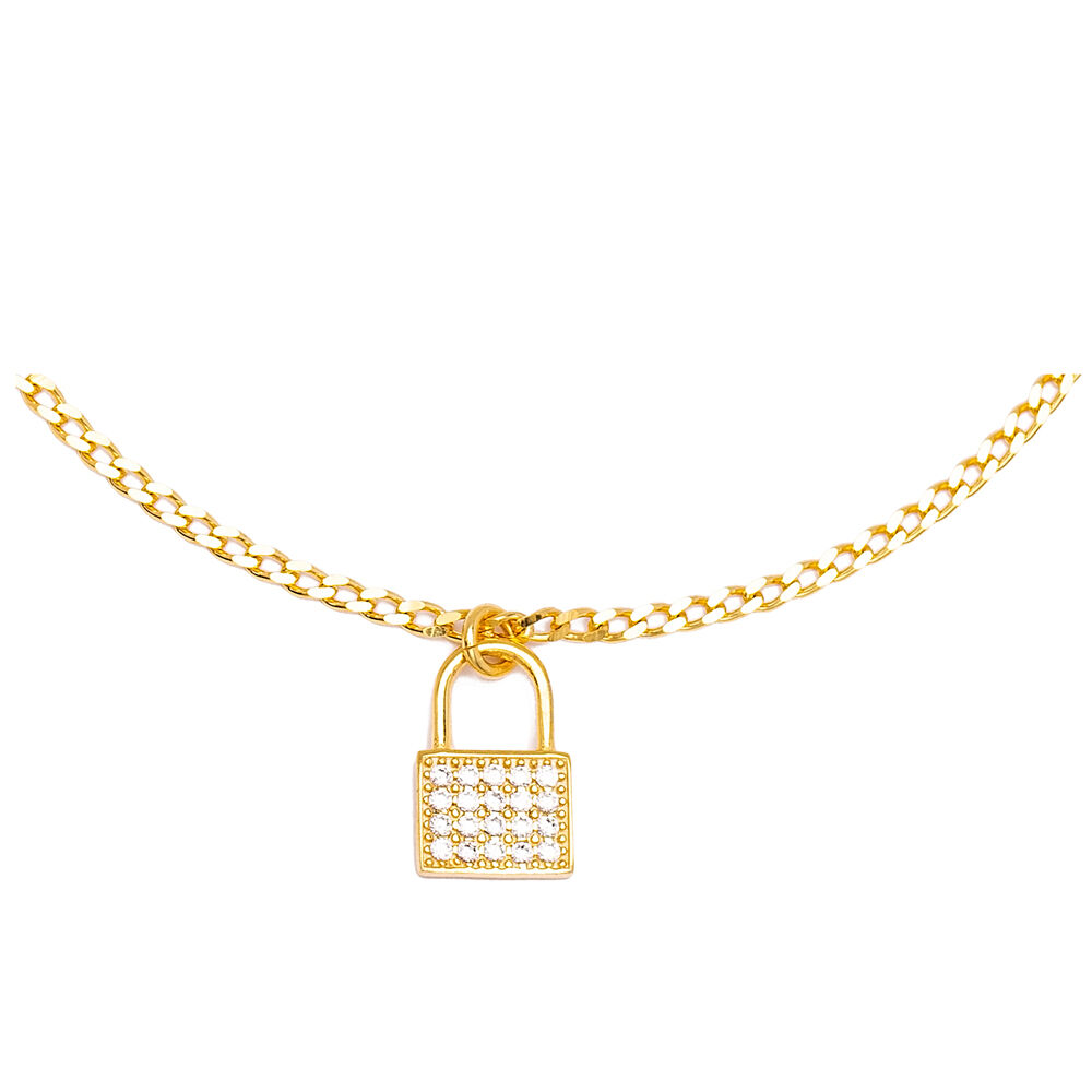 New Padlock Charm Gourmet Chain Anklet Wholesale Handmade 925 Sterling Silver Jewelry