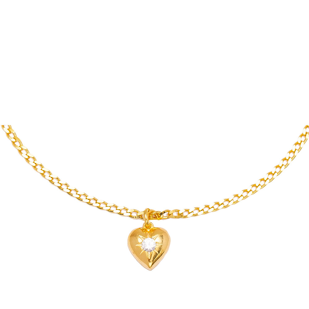 Unique Heart Charm Gourmet Chain Anklet Wholesale Handmade 925 Sterling Silver Jewelry