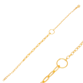 Popular Hoop Charm Link Chain Design Charm Bracelet Handmade Wholesale Turkish 925 Sterling Silver Jewelry