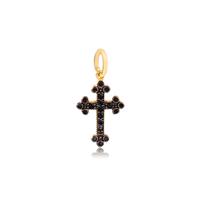 Cross Design Black Zirconia Stone  Handmade 925 Sterling Silver Wholesale Turkish Necklace Charm Jewelry
