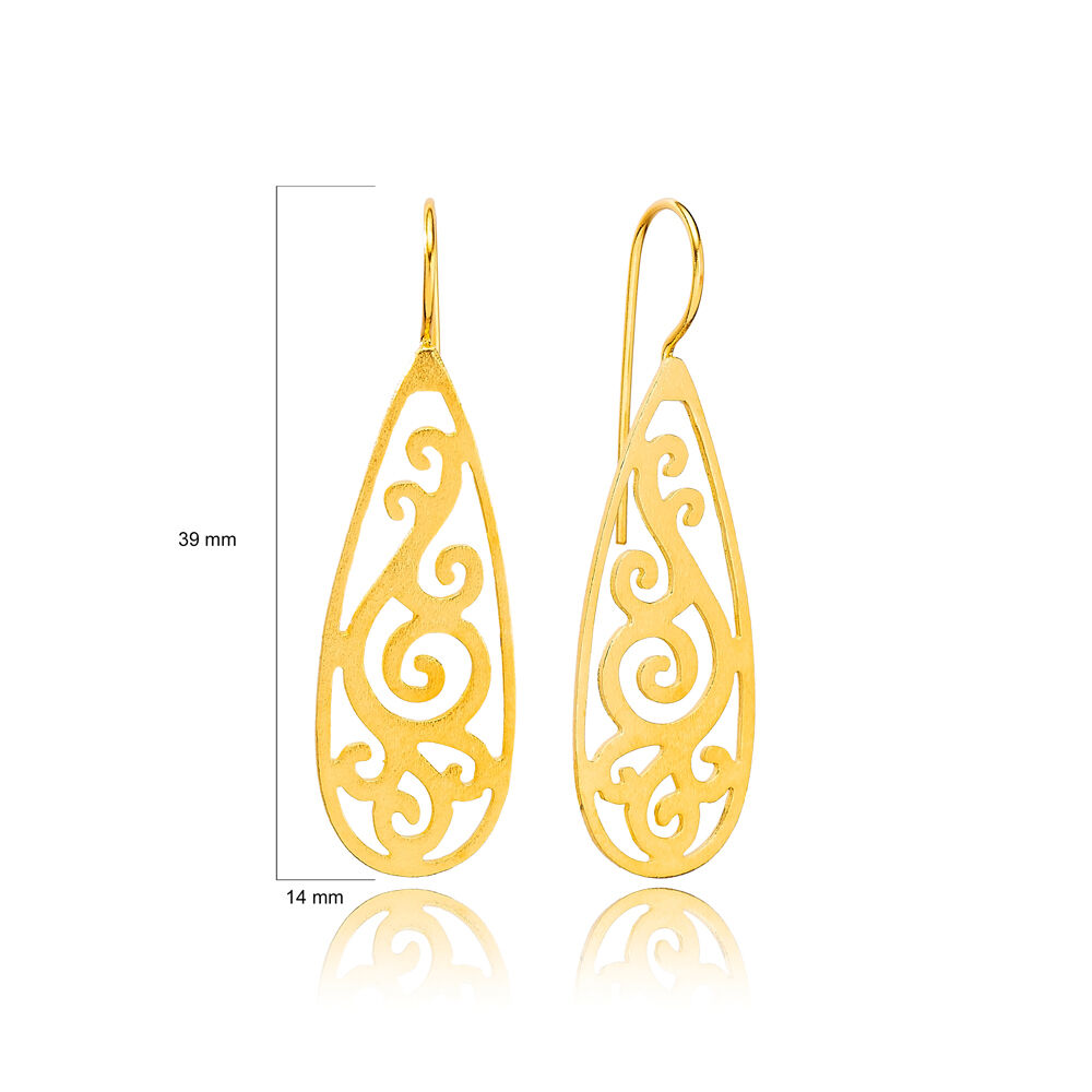 Authentic Vintage Style 22K Gold Plated Dangle Earrings Handcrafted Wholesale 925 Sterling Silver Jewelry