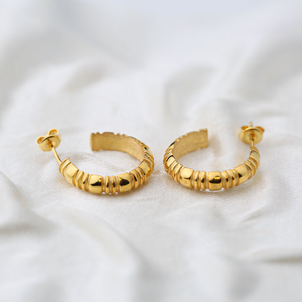 22K Gold Plated Plain Stud Hoop Earrings Handcrafted Wholesale 925 Sterling Silver Jewelry