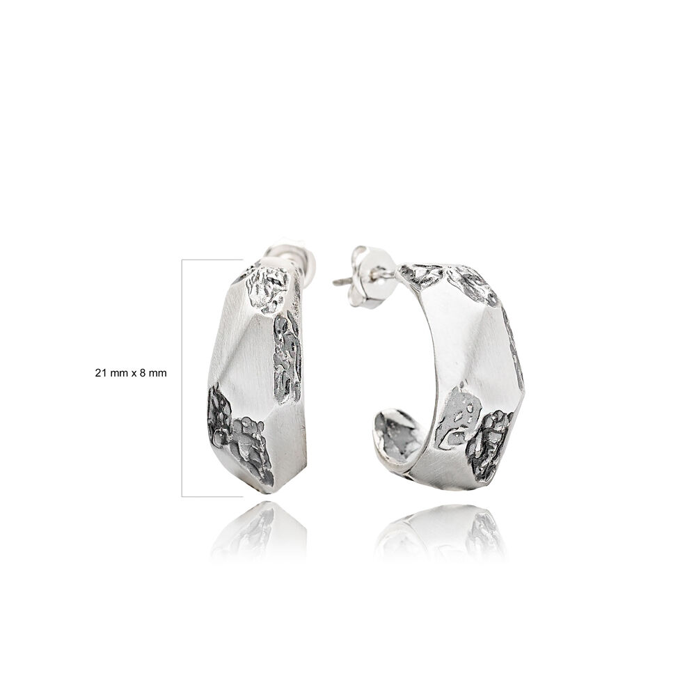 Minimalist Oxidized Plain Stud Earrings Handcrafted Wholesale 925 Sterling Silver Jewelry