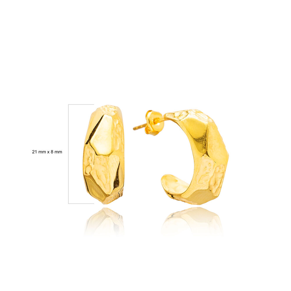 New Plain 22K Gold Plated  Handcrafted Wholesale 925 Sterling Silver Stud Earrings Jewelry