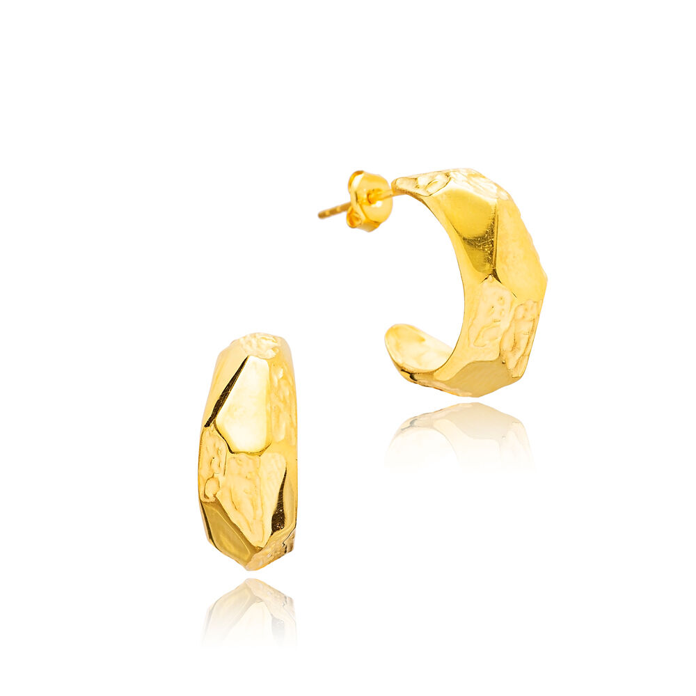 New Plain 22K Gold Plated Theia Handcrafted Wholesale 925 Sterling Silver Stud Earrings Jewelry