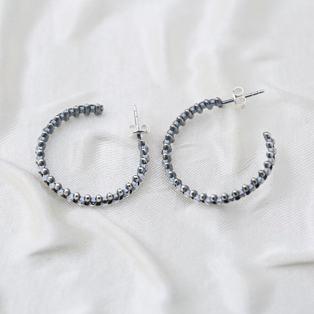 Oxidized Plated Hoop Earrings Handcrafted Wholesale 925 Sterling Silver Jewelry