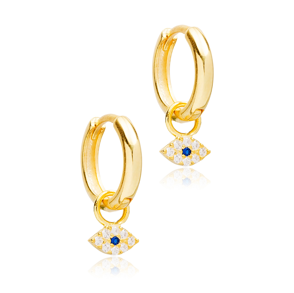 Fashion Evil Eye Design Dangle Earrings Handmade Turkish Wholesale 925 Sterling Silver Jewelry