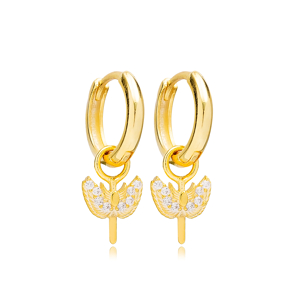 Sword Angel Shape Hoop Design Handmade Turkish Wholesale 925 Sterling Silver Dangle Earrings Jewelry
