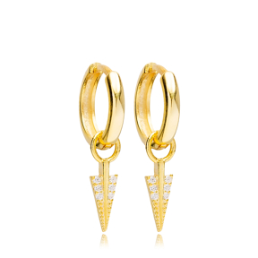 Arrow Shape Hoop Design Handmade Turkish Wholesale 925 Sterling Silver Dangle Earrings Jewelry