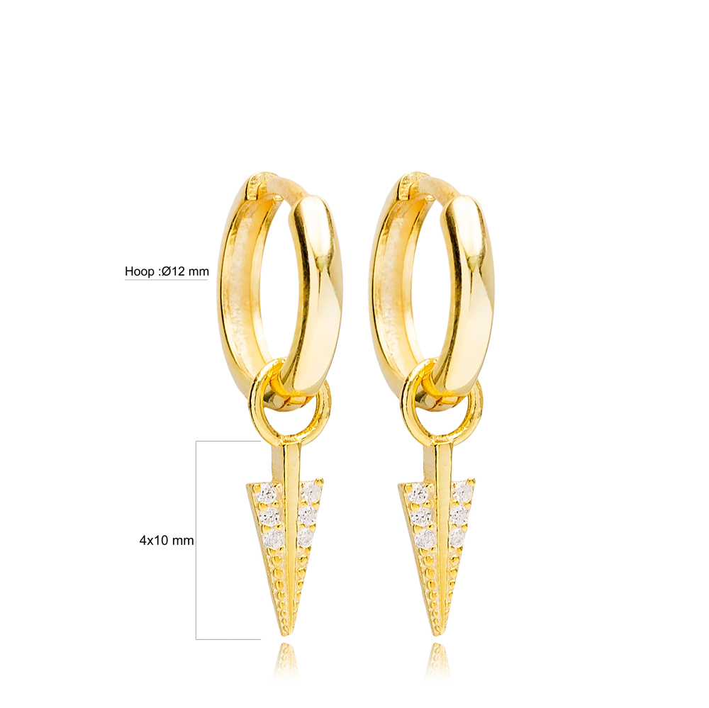 Arrow Shape Hoop Design Handmade Turkish Wholesale 925 Sterling Silver Dangle Earrings Jewelry