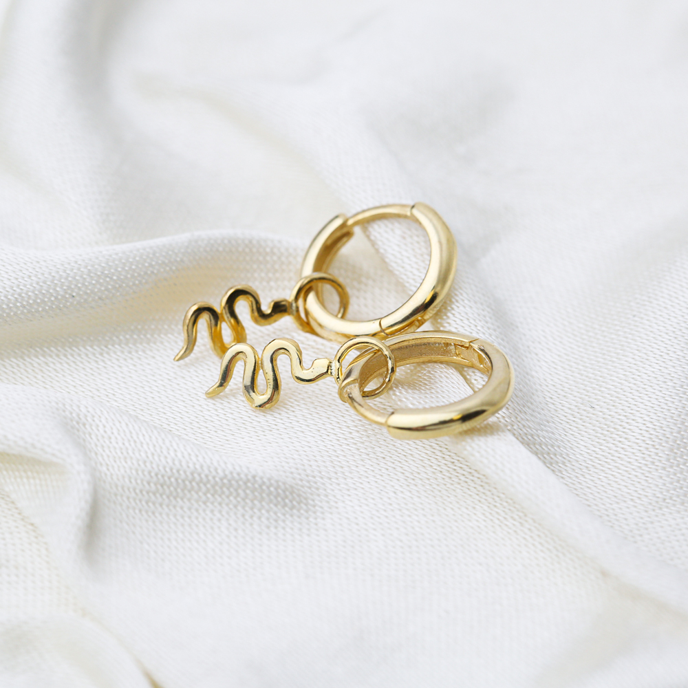 Plain Snake Design 12mm Hoop Handmade Turkish Wholesale 925 Sterling Silver Dangle Earrings Jewelry