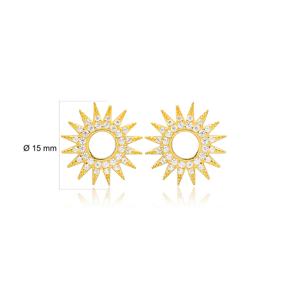 Trend Sun Design Handcrafted Turkish Wholesale 925 Sterling Silver Stud Earrings Jewelry