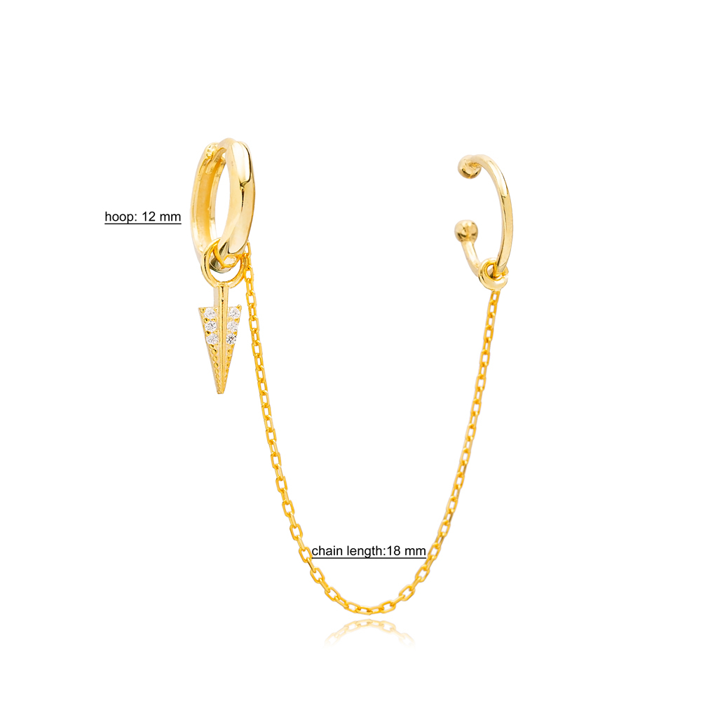 Arrow Zirconia Charm Turkish Wholesale 925 Sterling Silver Cartilage And Hoop Earrings Jewelry