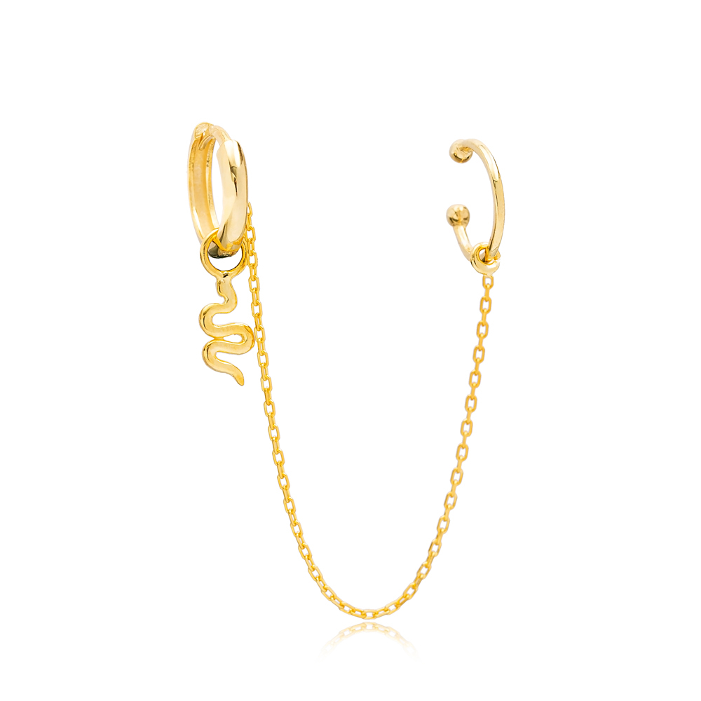 Minimalist Snake Charm Turkish Wholesale 925 Sterling Silver Cartilage And Hoop Earrings Jewelry