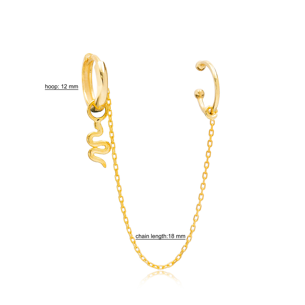 Minimalist Snake Charm Turkish Wholesale 925 Sterling Silver Cartilage And Hoop Earrings Jewelry