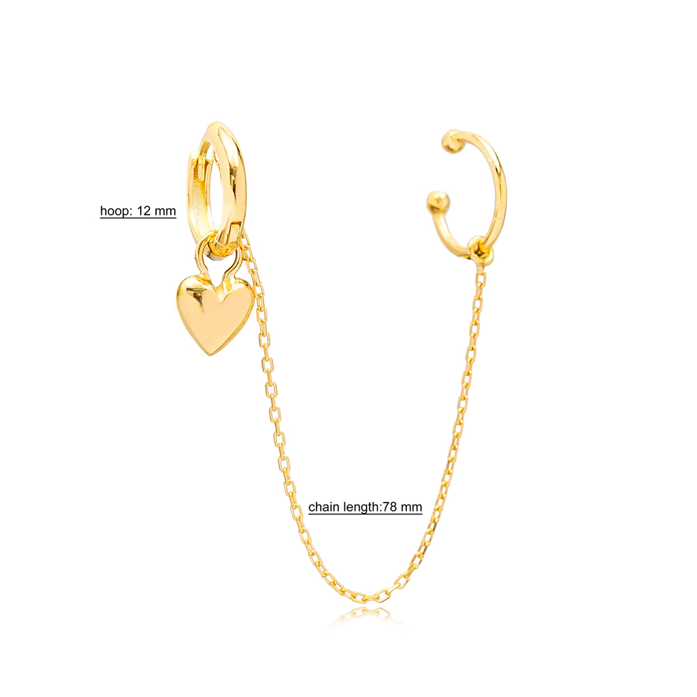 Heart Charm Cartilage And Hoop Earrings Turkish Theia Wholesale 925 Sterling Silver Jewelry