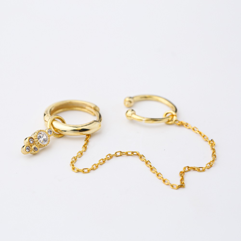 Geometric Round Charm Single Cartilage And Hoop Earrings Turkish Wholesale 925 Sterling Silver Jewelry