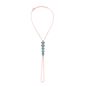 Triangle Shape Geometric Design Turquoise Turkish Wholesale Silver Slave Bracelet