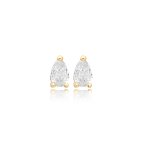 Drop Zirconia Stone Design Stud Earrings Handcrafted Turkish Theia Wholesale 925 Sterling Silver Jewelry