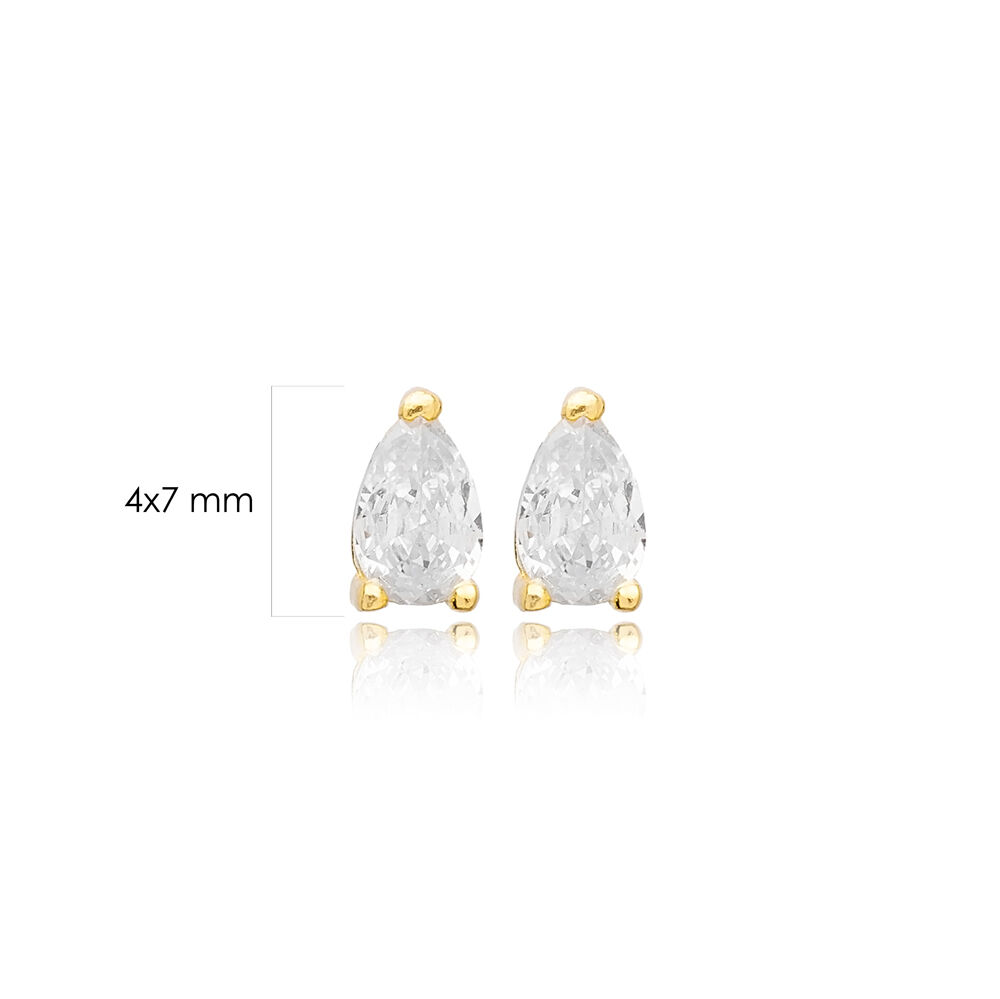 Drop Zirconia Stone Design Stud Earrings Handcrafted Turkish Theia Wholesale 925 Sterling Silver Jewelry