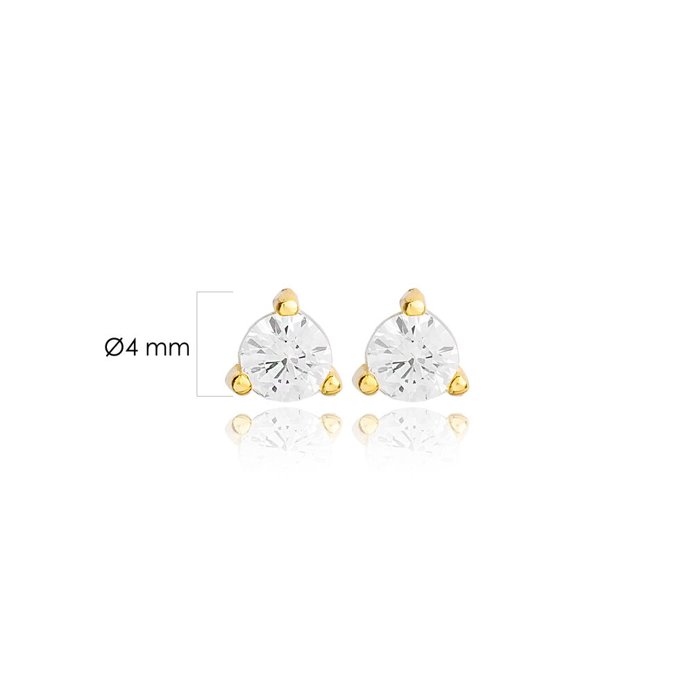 Minimalist Round Zirconia Stone Stud Earrings Handcrafted Turkish Theia Wholesale 925 Sterling Silver Jewelry