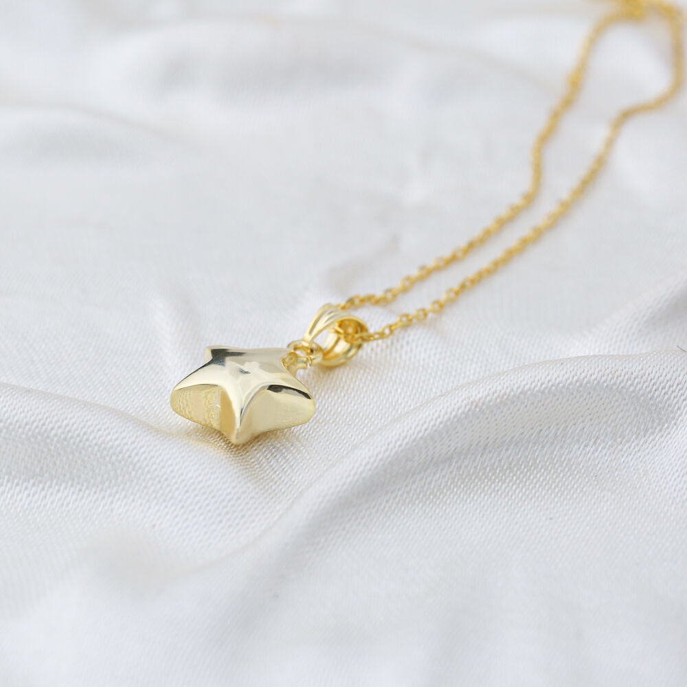 Trend Plain Star Charm Necklace Handmade Turkish 925 Sterling Silver Jewelry