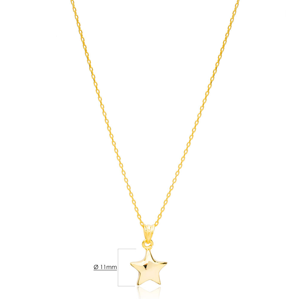 Trend Plain Star Charm Necklace Handmade Turkish 925 Sterling Silver Jewelry