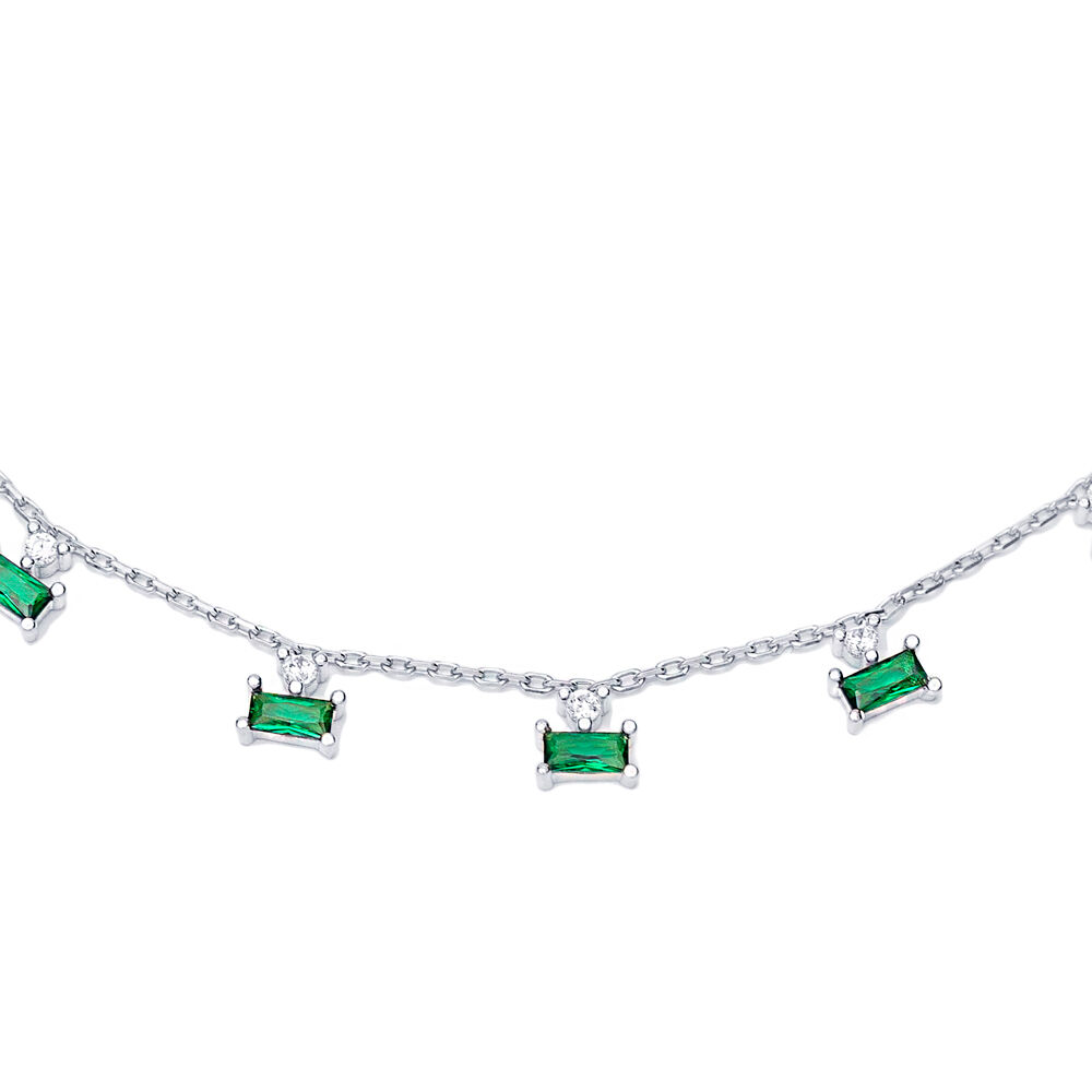 Multi Baguette Emerald Stone Charm Anklet Wholesale Handmade 925 Sterling Silver Jewelry