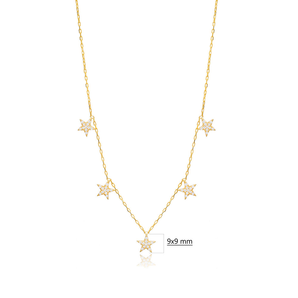 Theia Star Charm Zircon Stone Design Turkish Wholesale Handcrafted 925 Sterling Silver Shaker Necklace Jewelry
