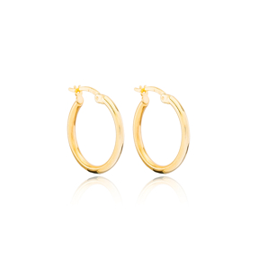 Minimal 20 mm Hoop Earrings Handcrafted Turkish Wholesale 925 Sterling Silver For Woman Jewelry