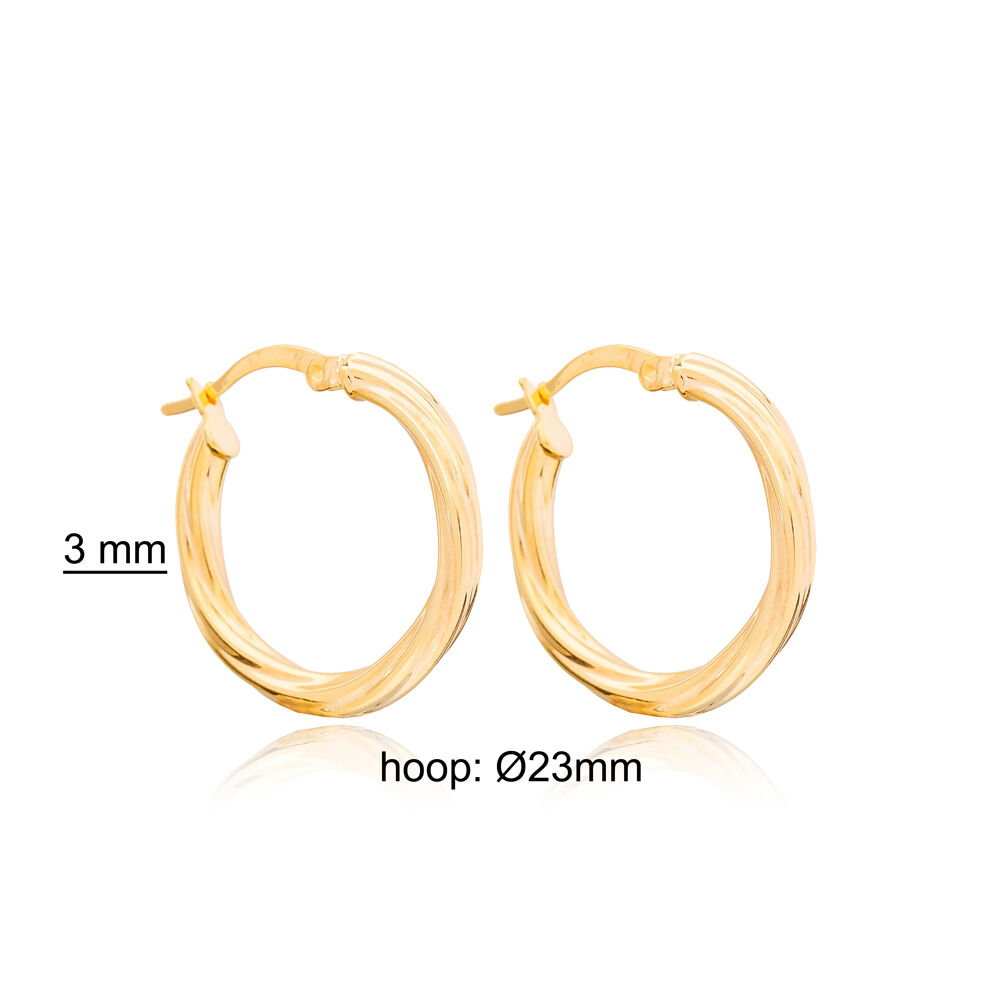 23 mm Hoop Earrings Handcrafted Turkish Wholesale 925 Sterling Silver For Ladies Jewelry