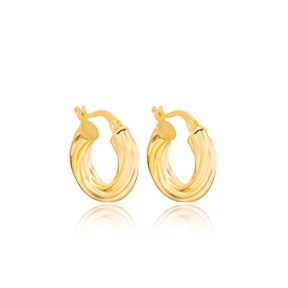 Thick Twisted Hoop Earrings Handcrafted Turkish Wholesale 925 Sterling Silver Jewelry