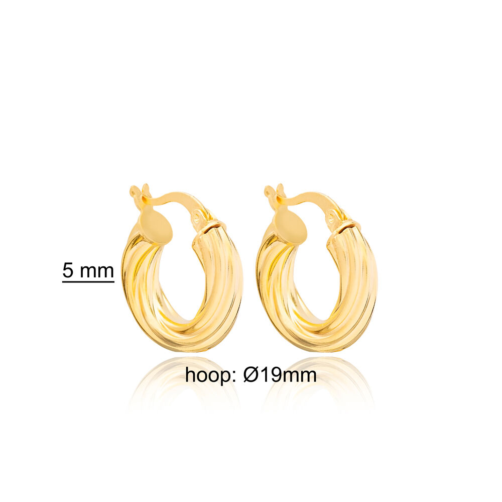 Thick Twisted Hoop Earrings Handcrafted Turkish Wholesale 925 Sterling Silver For Ladies Jewelry