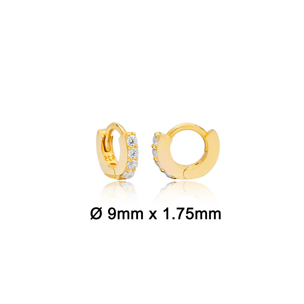 Minimal Round Shape 9 mm Cartilage Earrings Handcrafted Turkish Wholesale 925 Sterling Silver Jewelry