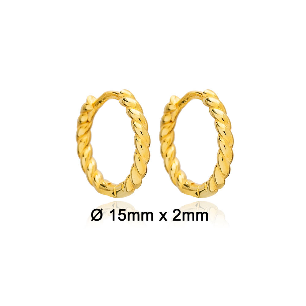 High Quality Curly 15 mm Hoop Earrings Turkish Wholesale 925 Sterling Silver Jewelry
