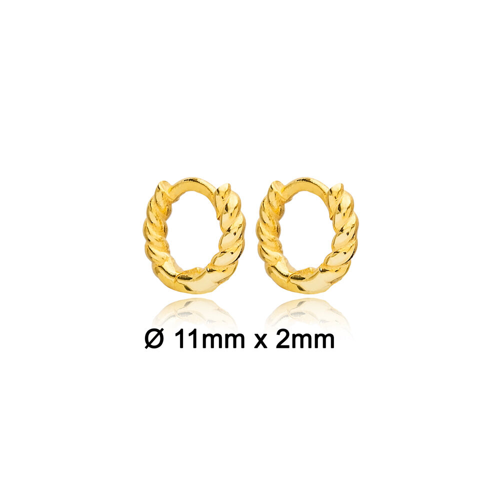 Curly 11 mm Plain Cartilage Earrings Handcrafted Turkish Wholesale 925 Sterling Silver For Ladies Jewelry