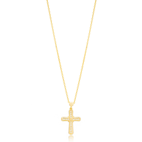 Stylish Cross Charm Necklace Wholesale Handmade 925 Sterling Silver For Ladies Religious Jewelry