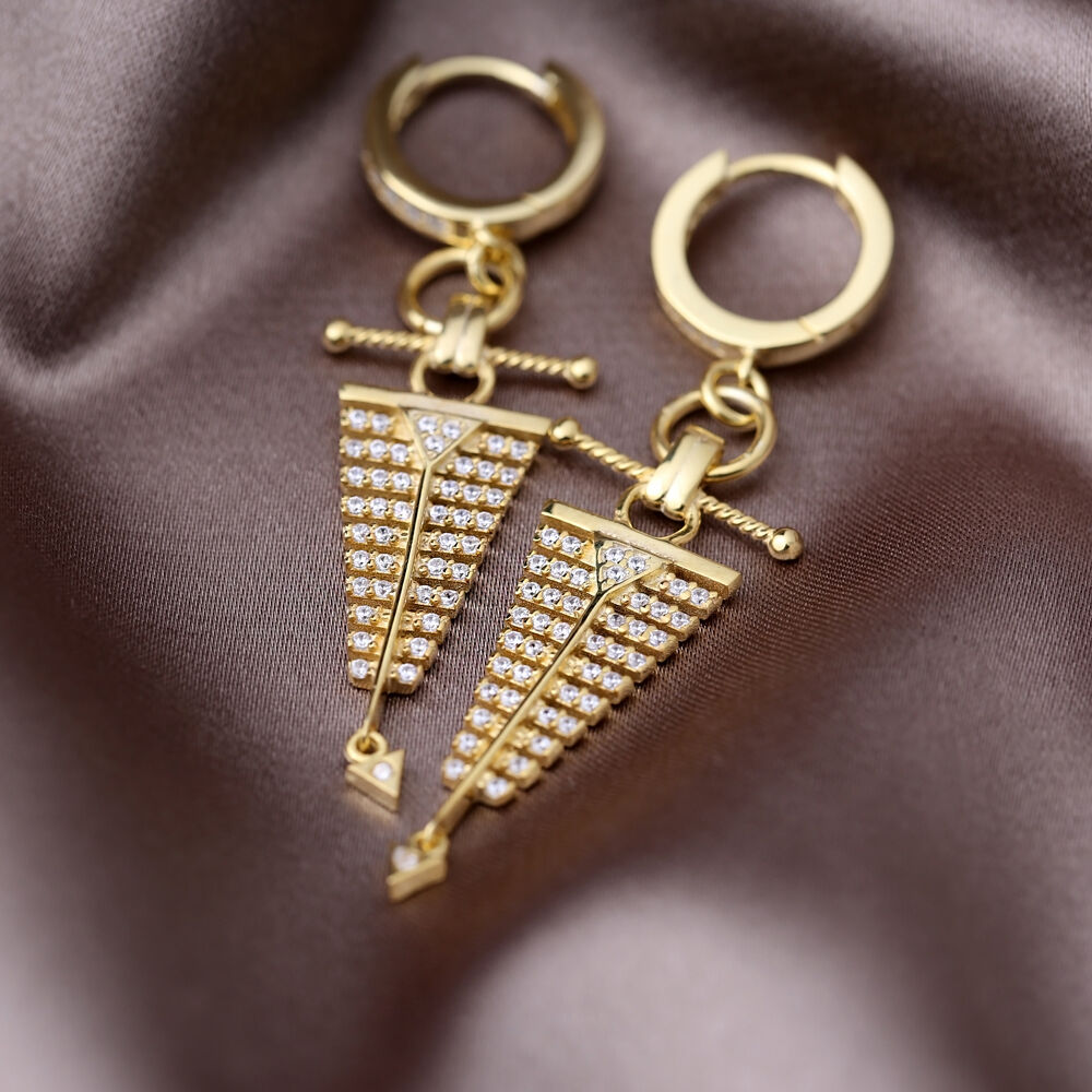 Trendy Elegant Arrow Design Turkish Wholesale Handmade 925 Sterling Silver Dangle Woman Earrings