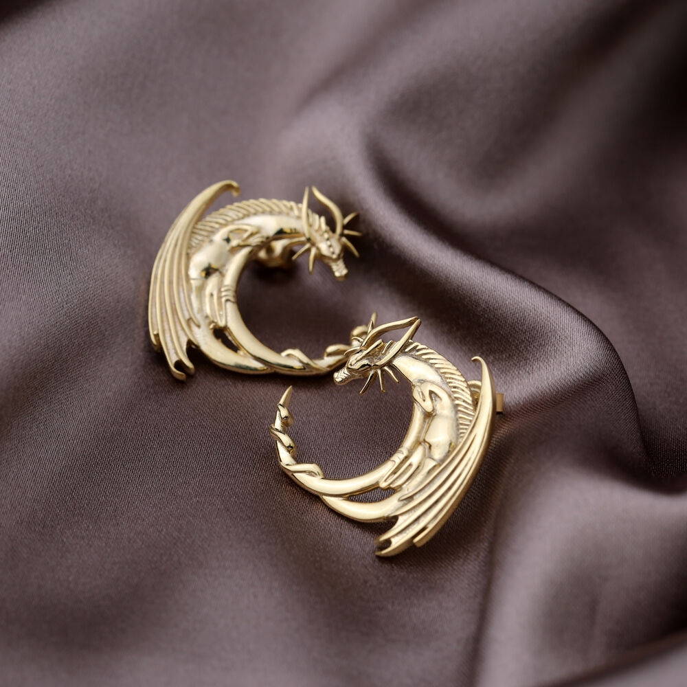 High Quality Plain Dragon Design Wholesale Handmade Turkish 925 Sterling Silver Stud Earrings