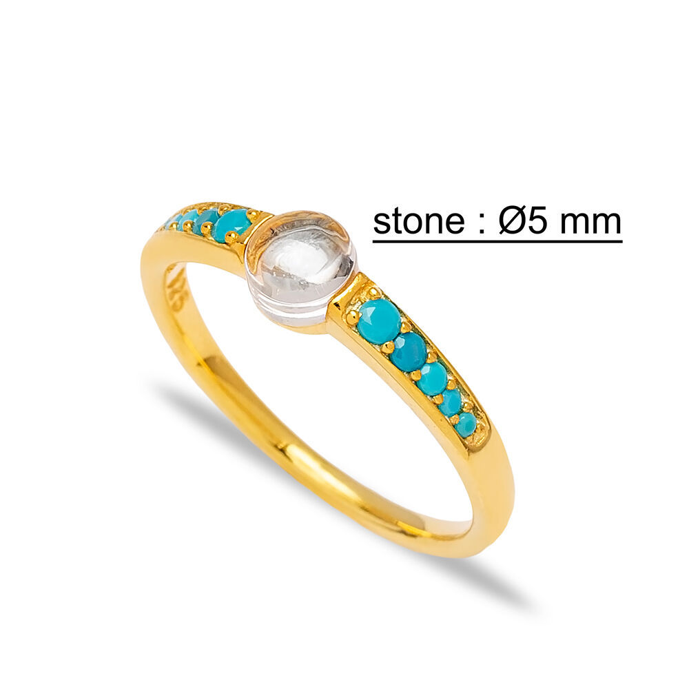 Popular Turquoise Zircon Trendy Design Clear 925 Sterling Silver Cluster Ring