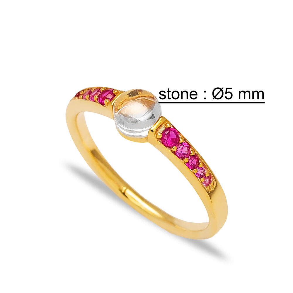 Dainty Ruby Zircon Stone Trendy Clear Stone Wholesale Turkish 925 Sterling Silver Cluster Ring